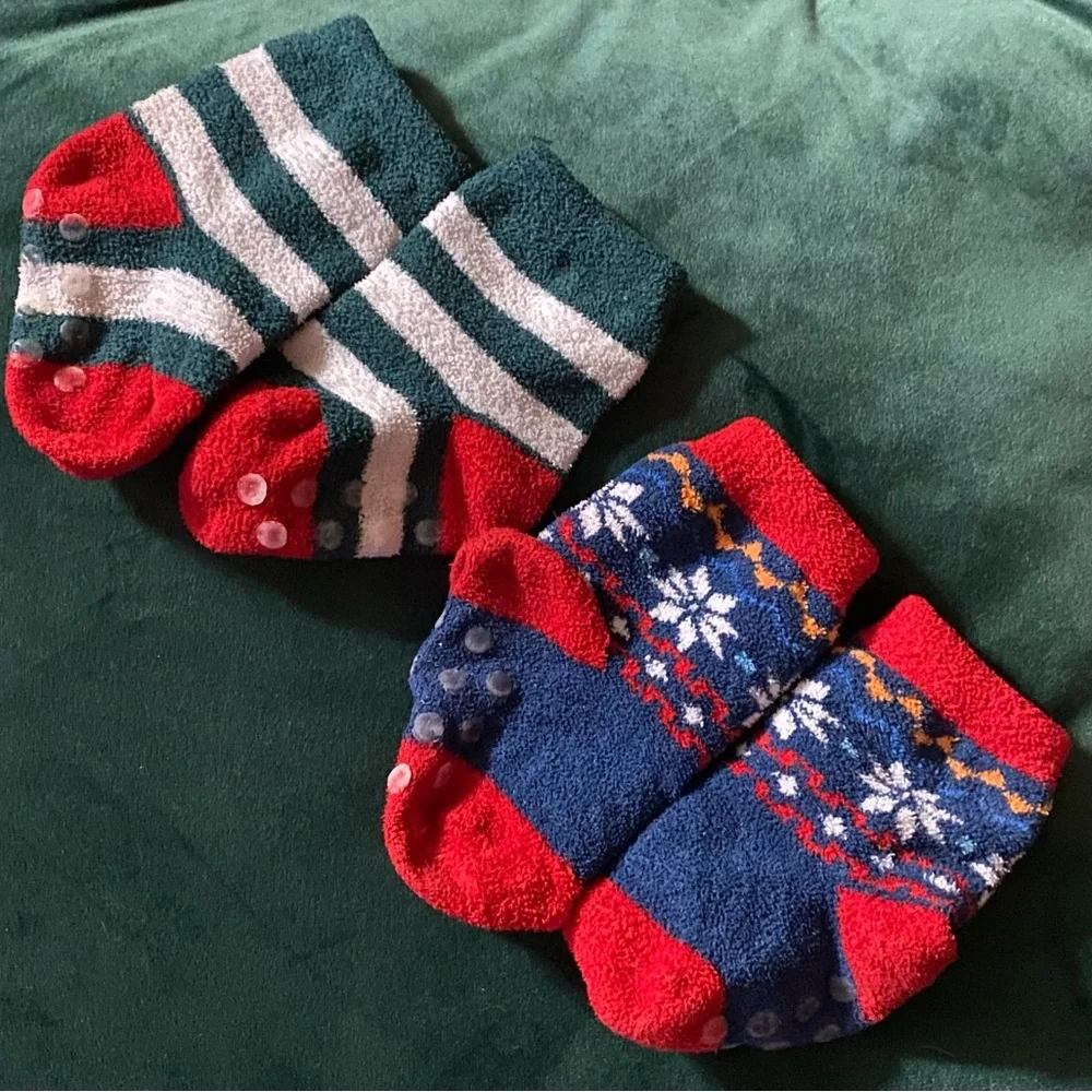 Fuzzy winter gripper baby socks